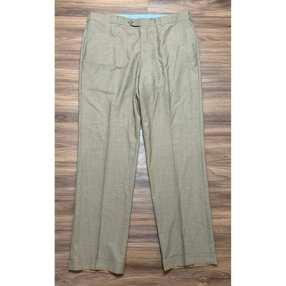 VTG Brooks Brothers Country Club Madison Saxon Wool Dress Pants Tan Sz 39x34